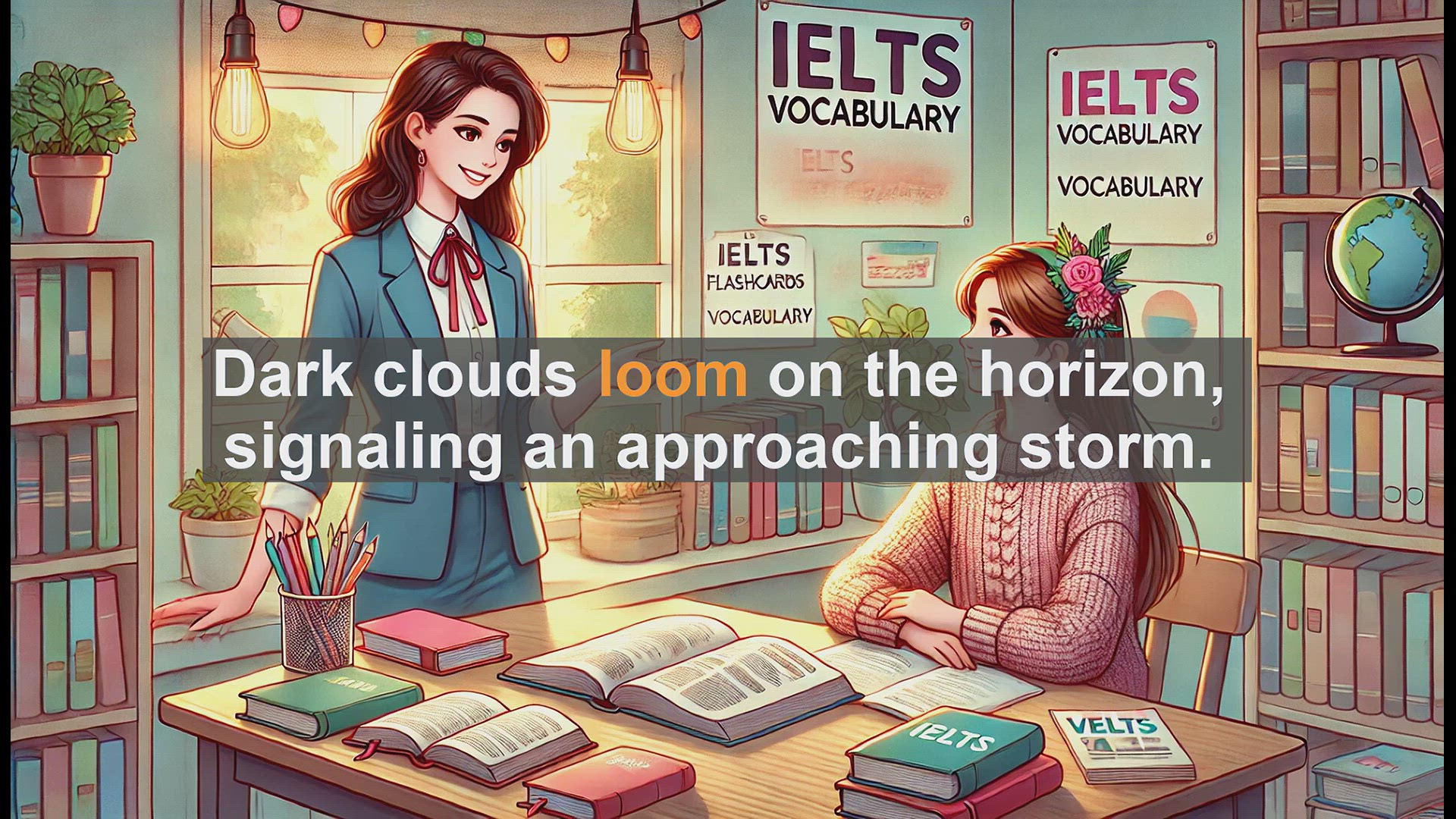 'Video thumbnail for 2500 Must Know IELTS 6.5 Vocabulary - Understanding 'Loom': A Key Word for IELTS Success'