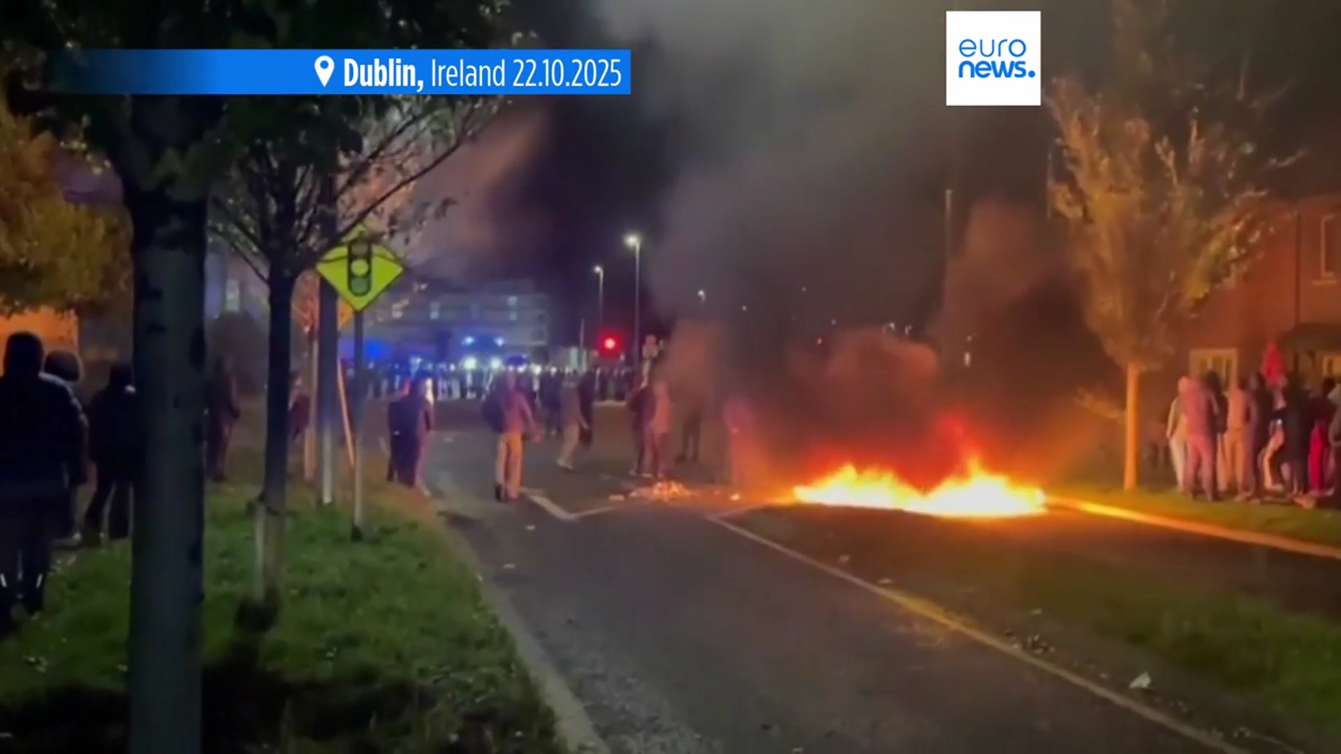 'Video thumbnail for Irish police arrest 23 in Dublin during second evening of disorder'