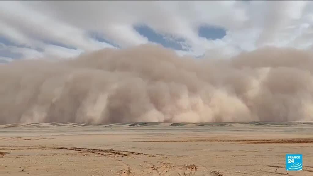 Video thumbnail for Saharan dust storm turns sky orange over southern Morocco