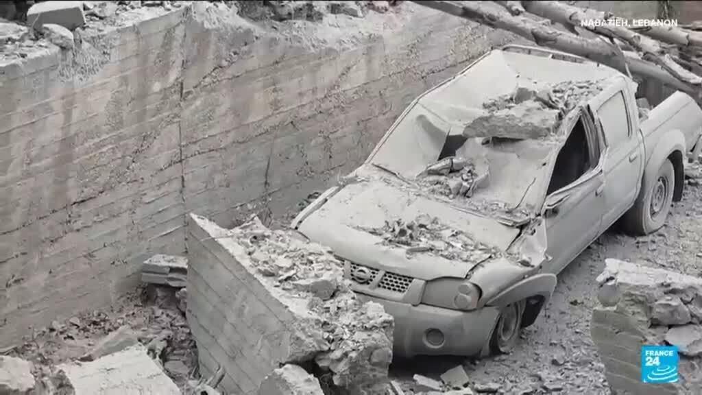 Video thumbnail for Lebanon president calls for US help after deadly Israeli strikes