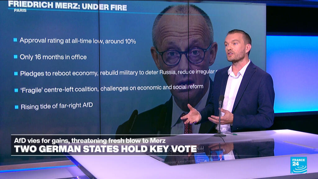 Video thumbnail for AfD threatens fresh blow to Merz: Two German states hold key vote