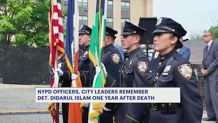 Video thumbnail for NYPD, city leaders honor Detective Didarul Islam on first anniversary of Midtown shooting