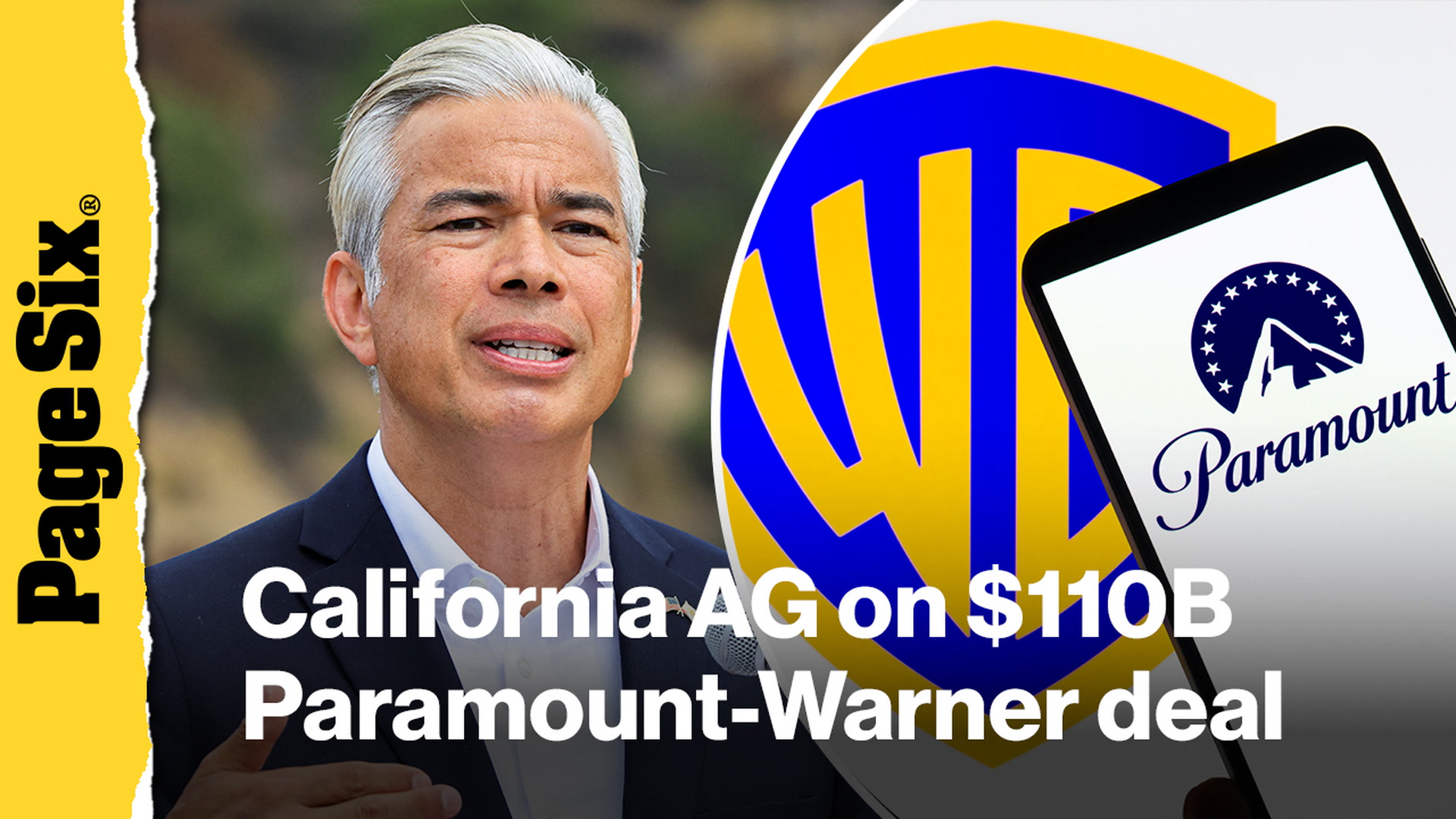 Video thumbnail for California Attorney General speaks on suing to block Paramount's $110 billion Warner Bros deal