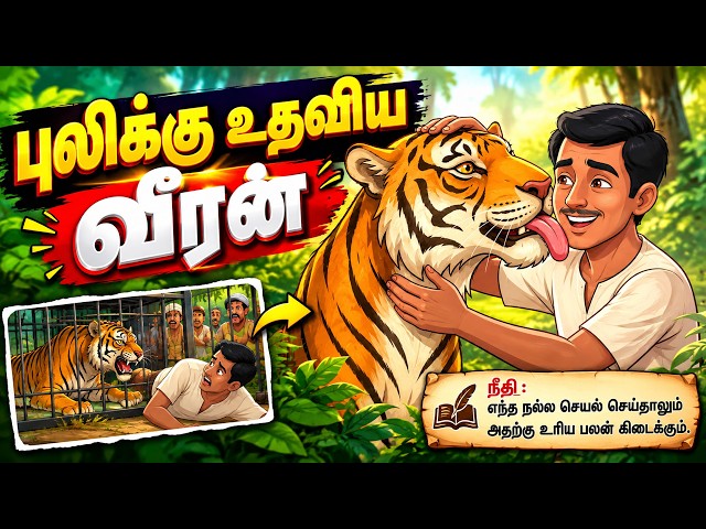 Video thumbnail for Tiger and Man - புலிக்கு உதவிய வீரன் | Tamil Cartoon Story in Tamil
