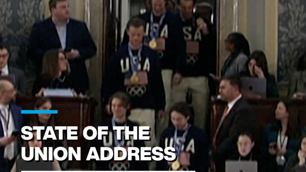 Video thumbnail for Donald Trump welcomes US men’s hockey team during the State of the Union address