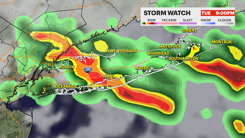 Video thumbnail for STORM WATCH: Scattered rain and a few thunderstorms Tuesday on Long Island