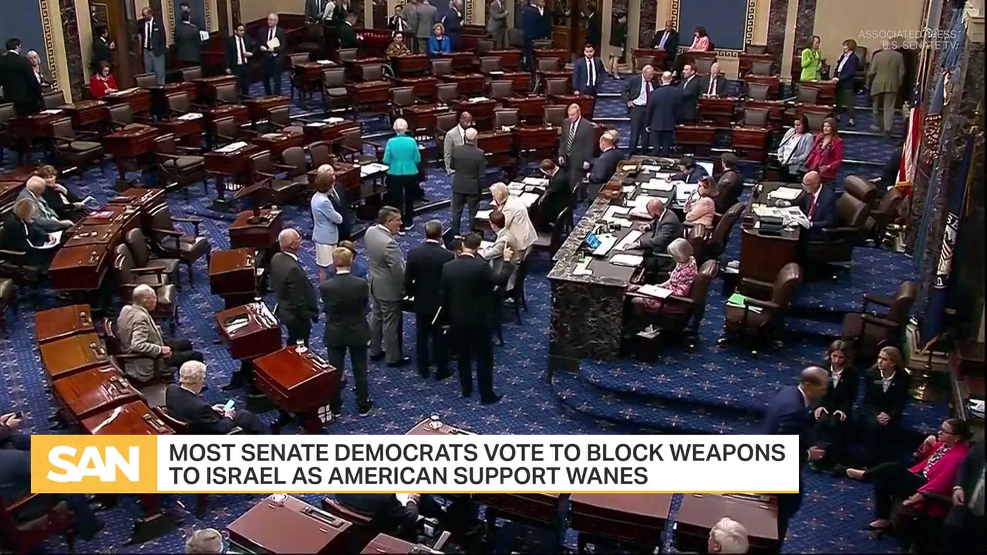 'Video thumbnail for Most Senate Democrats vote to block weapons to Israel as US support wanes'