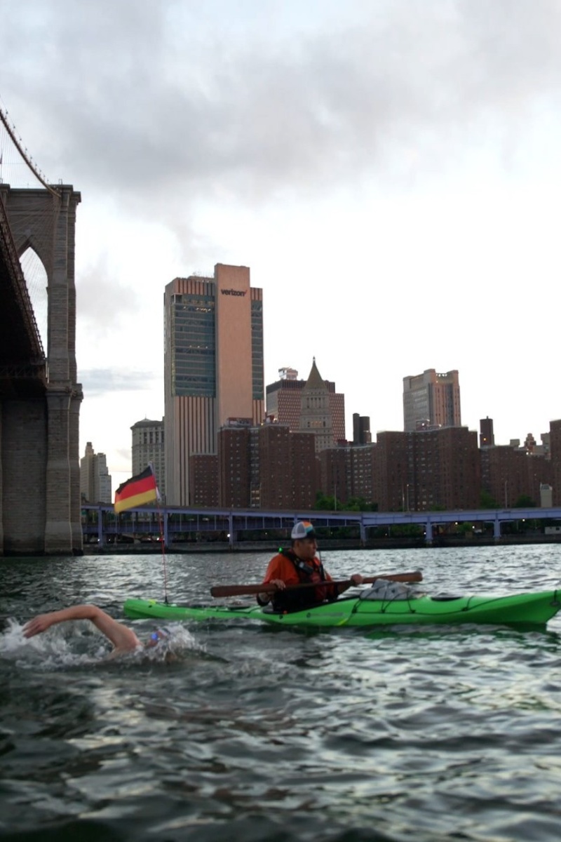 Video thumbnail for Fastest time to swim around Manhattan Island - 5 hours, 32 minutes and 14 seconds by Andreas Waschburger