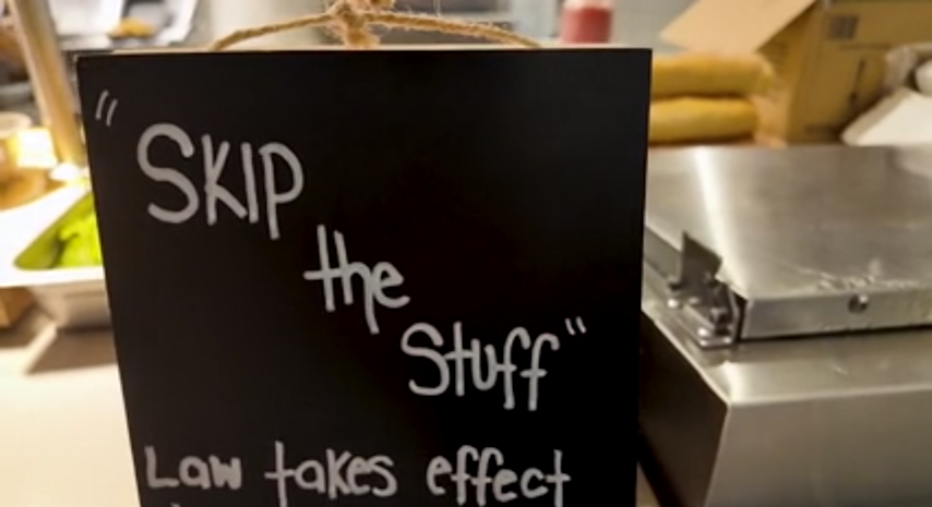 Video thumbnail for New Jersey's 'Skip the Stuff' law takes effect, changing how restaurants hand out plastic utensils