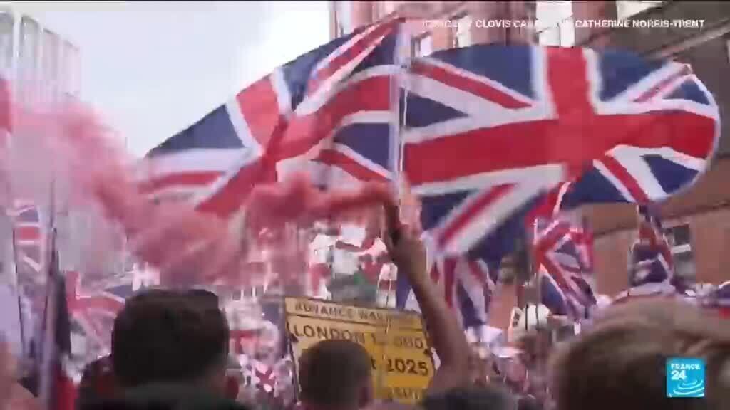 Video thumbnail for UK police brace far-right rally and counter demonstration in London