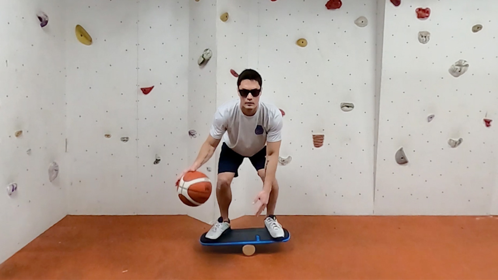 Video thumbnail for Most basketball bounces on a balance board in one minute  120 by Johnny Cruz Buckingham