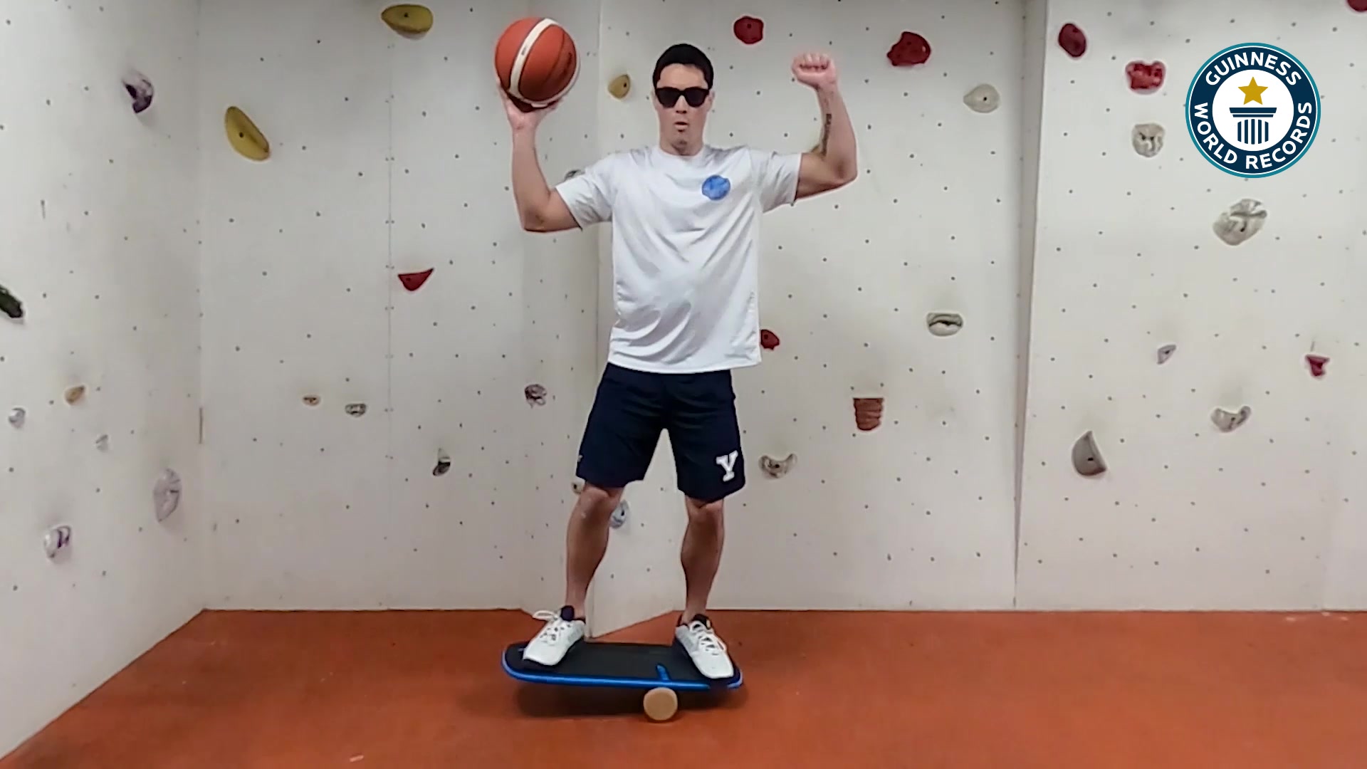 Video thumbnail for Most basketball bounces on a balance board in one minute  120 by Johnny Cruz Buckingham