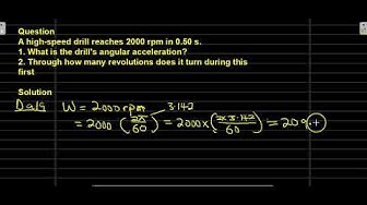 'Video thumbnail for A high speed drill reaches 2000 rpm in 0 50 s'