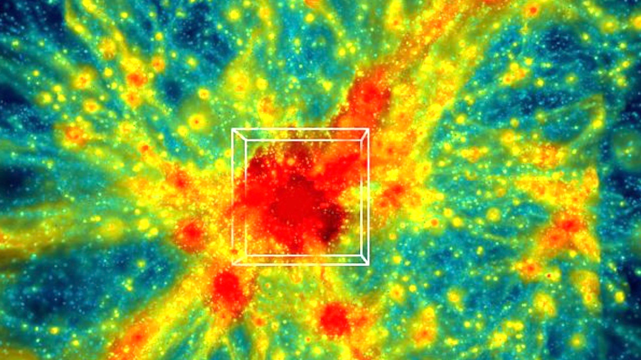 Video thumbnail for World's first full-universe simulation on Frontier supercomputer