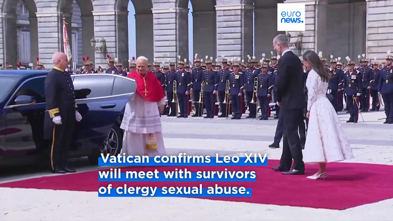 Video thumbnail for Pope Leo XIV calls for national reconciliation on his first day in Spain