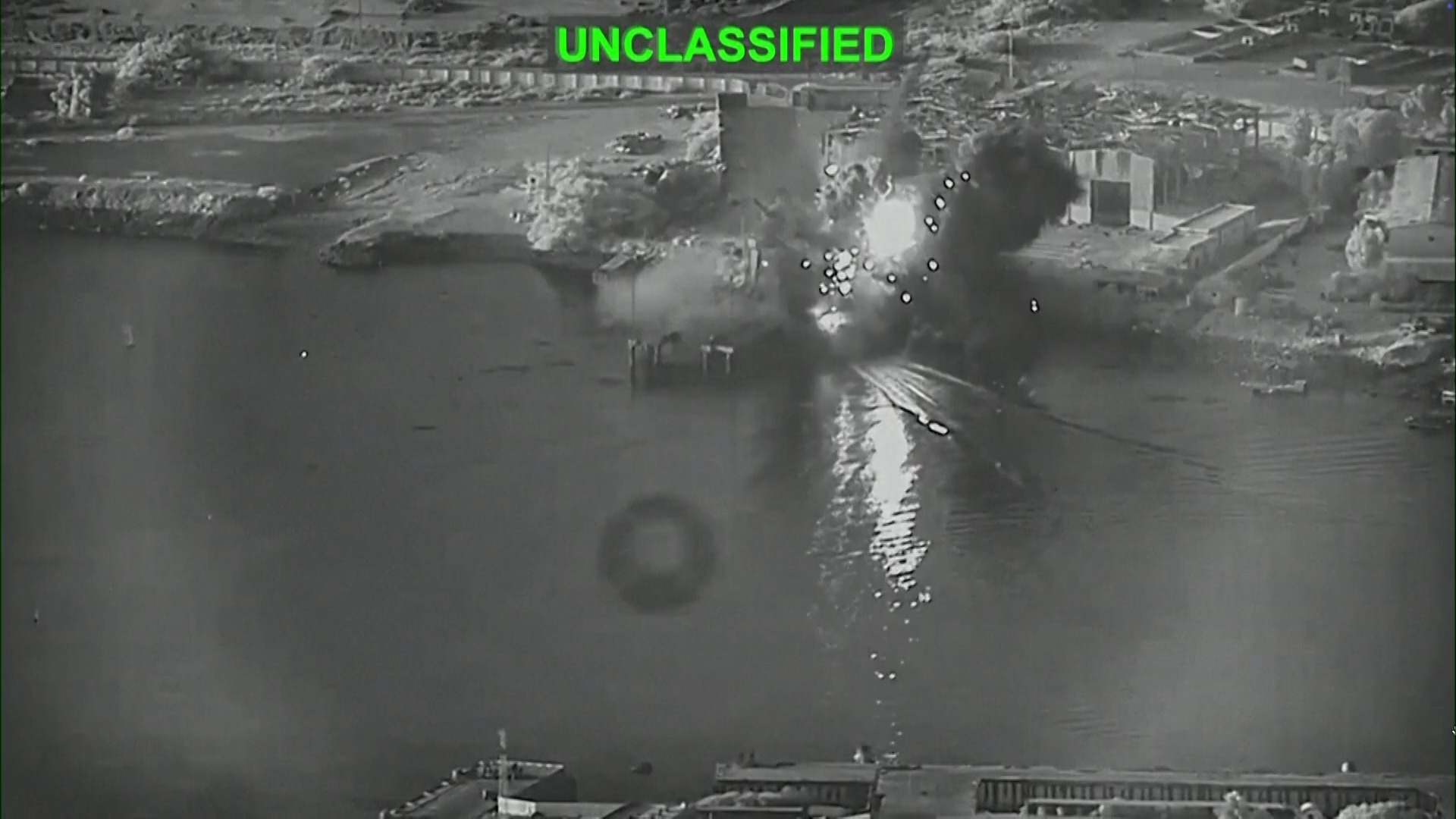 Video thumbnail for US strikes Iranian ship with drone boats in first-of-its-kind attack