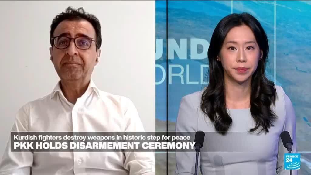 'Video thumbnail for Syria: Kurdish fighters destroy weapons in historic step for peace'