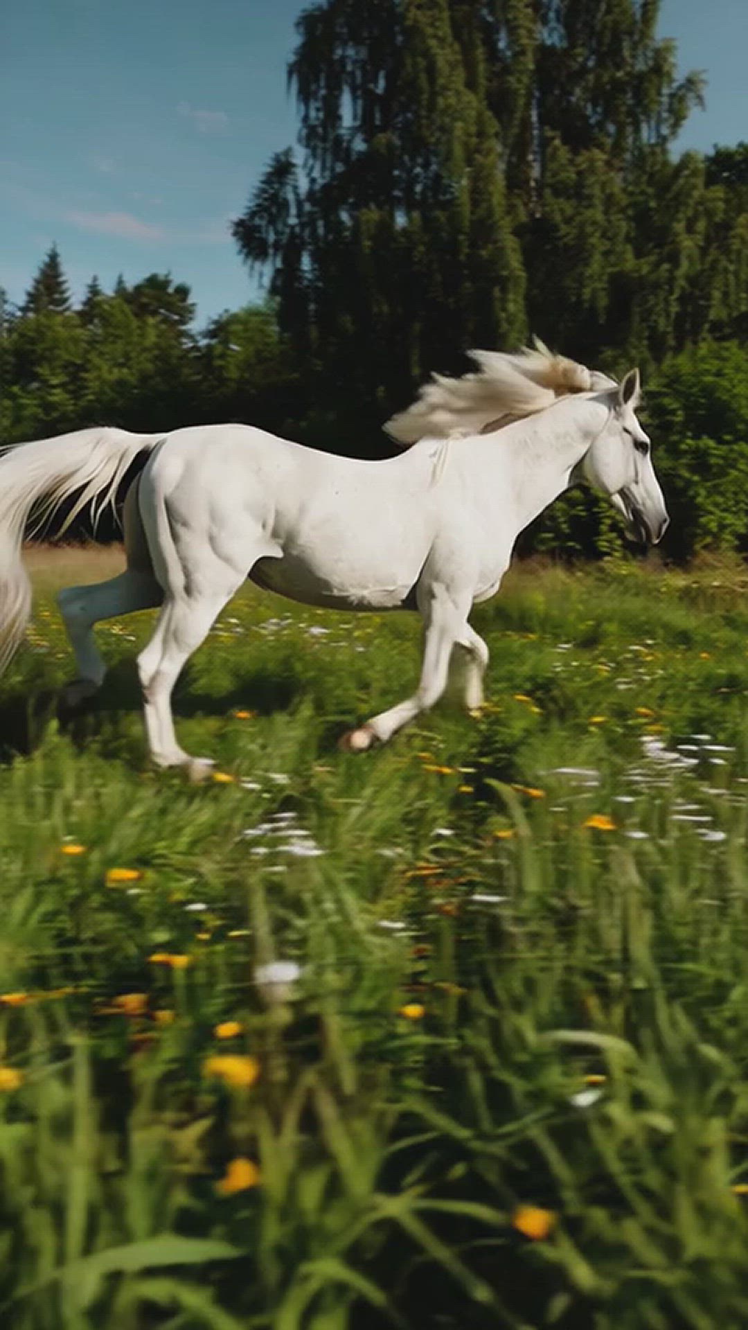 Video thumbnail for White horse running in nature