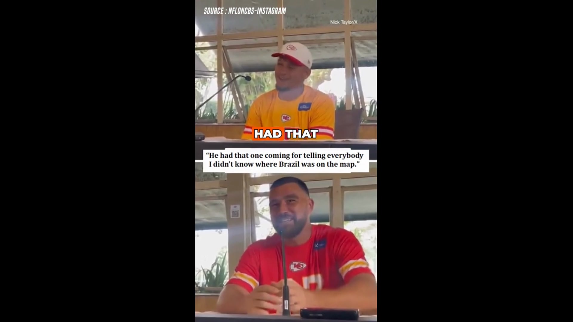 'Video thumbnail for Travis Kelce Mocks Patrick Mahomes With Spot-On Impression'