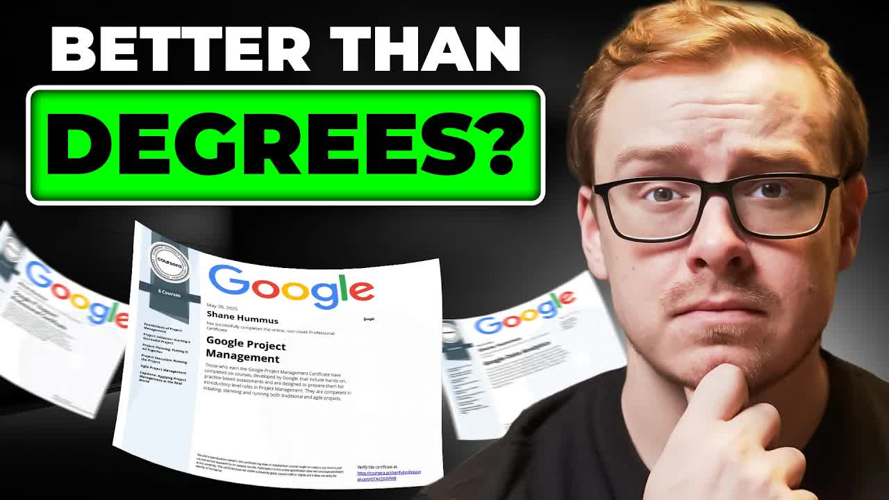 Video thumbnail for shane hummus: google certificates vs degree: boosting your career with tech skills