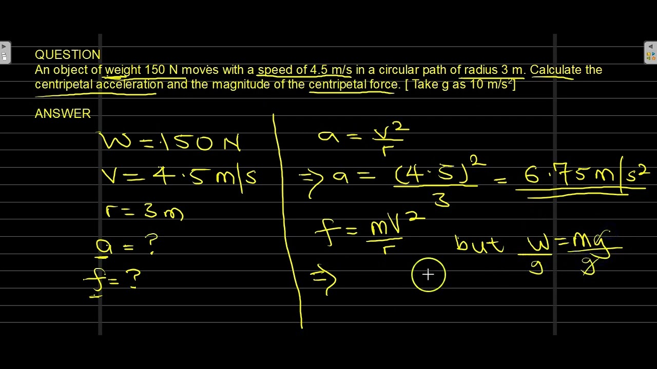 'Video thumbnail for An object of weight 150 N moves with a speed of'