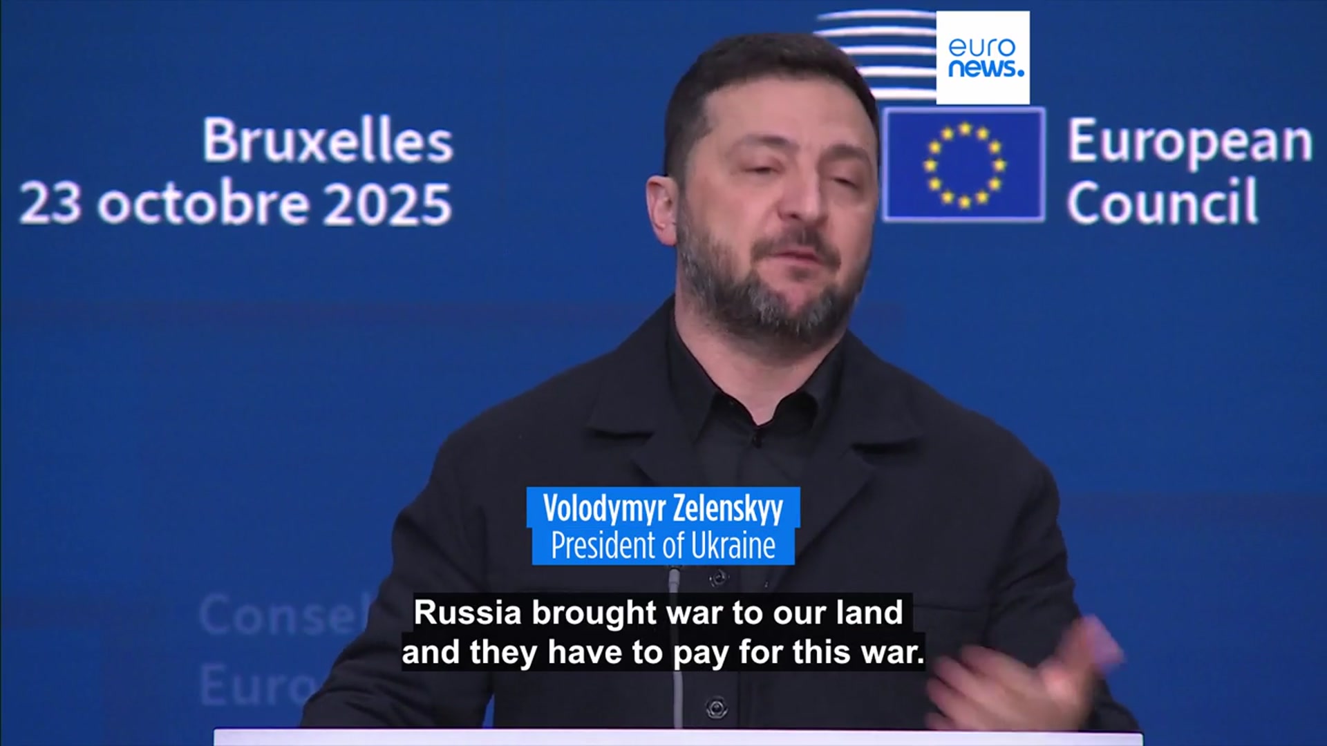 'Video thumbnail for 'More pressure on Russia, that's the plan,' Zelenskyy tells EU leaders in Brussels'