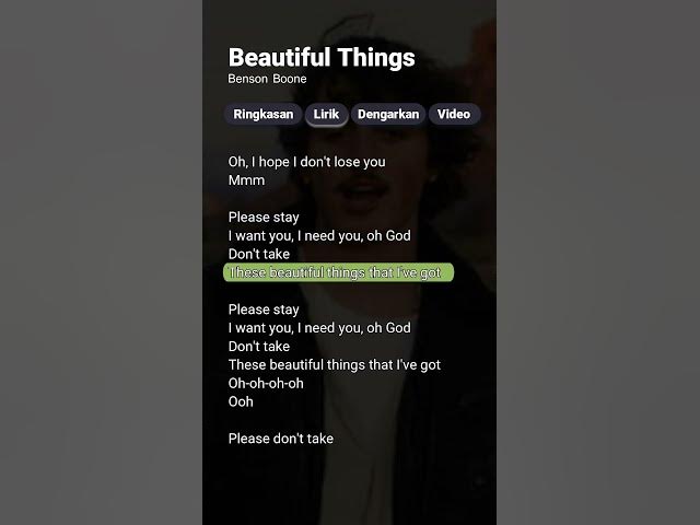 Video thumbnail for Beautifull Things - Benson Boone (Lyrics) #bensonboone #beautifulthings #lyrics