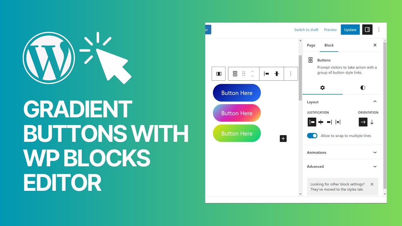 'Video thumbnail for How To Create Gradient Buttons in WordPress Block Editor For Free_ Tutorial'