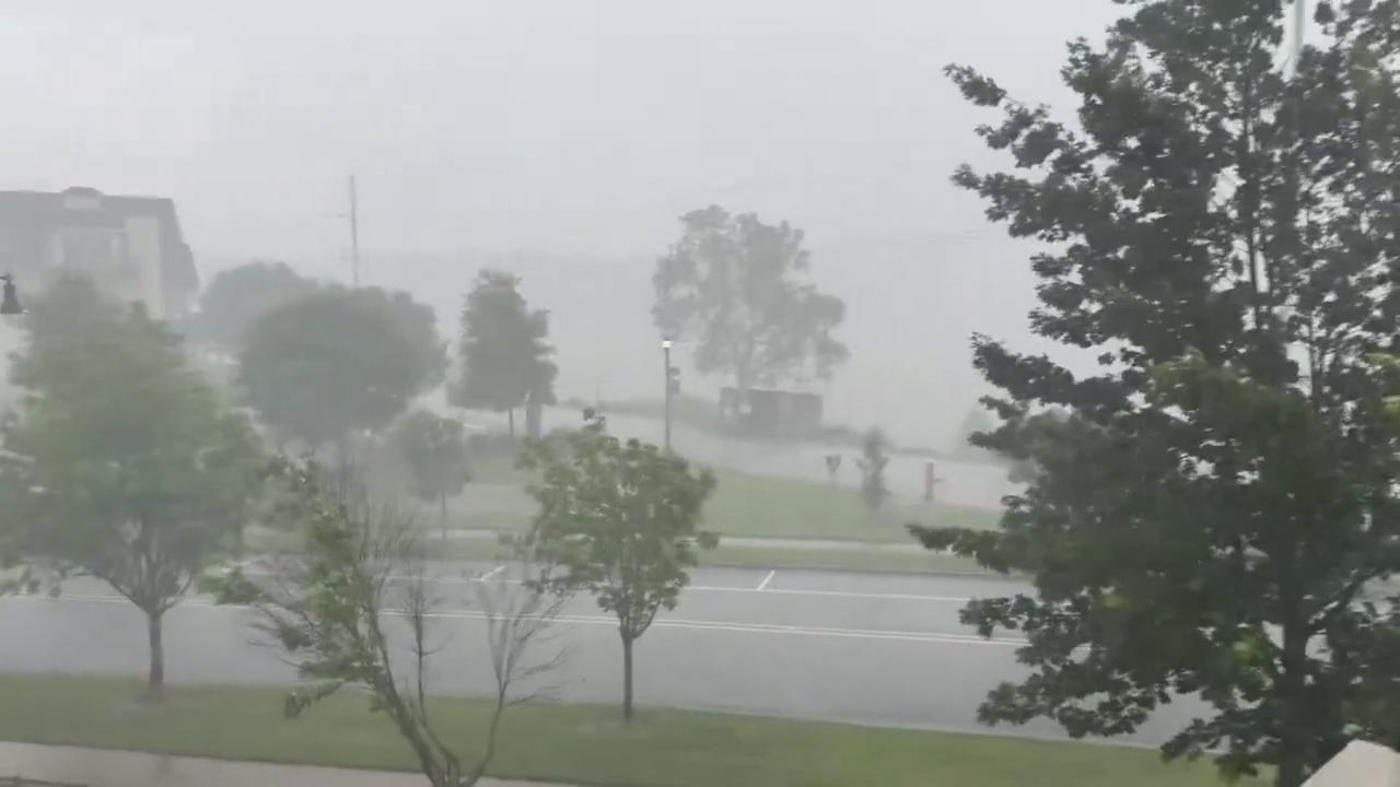 Video thumbnail for US: Powerful Thunderstorm Engulfs Little Rock Metro With Blinding Wind-Driven Rain.