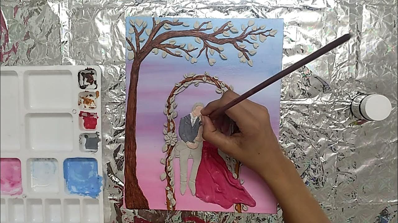 Video thumbnail for Couple Clay Art | Clay Painting on Canvas | Clay Mural Art Craft | Clay Mural Painting for Beginners