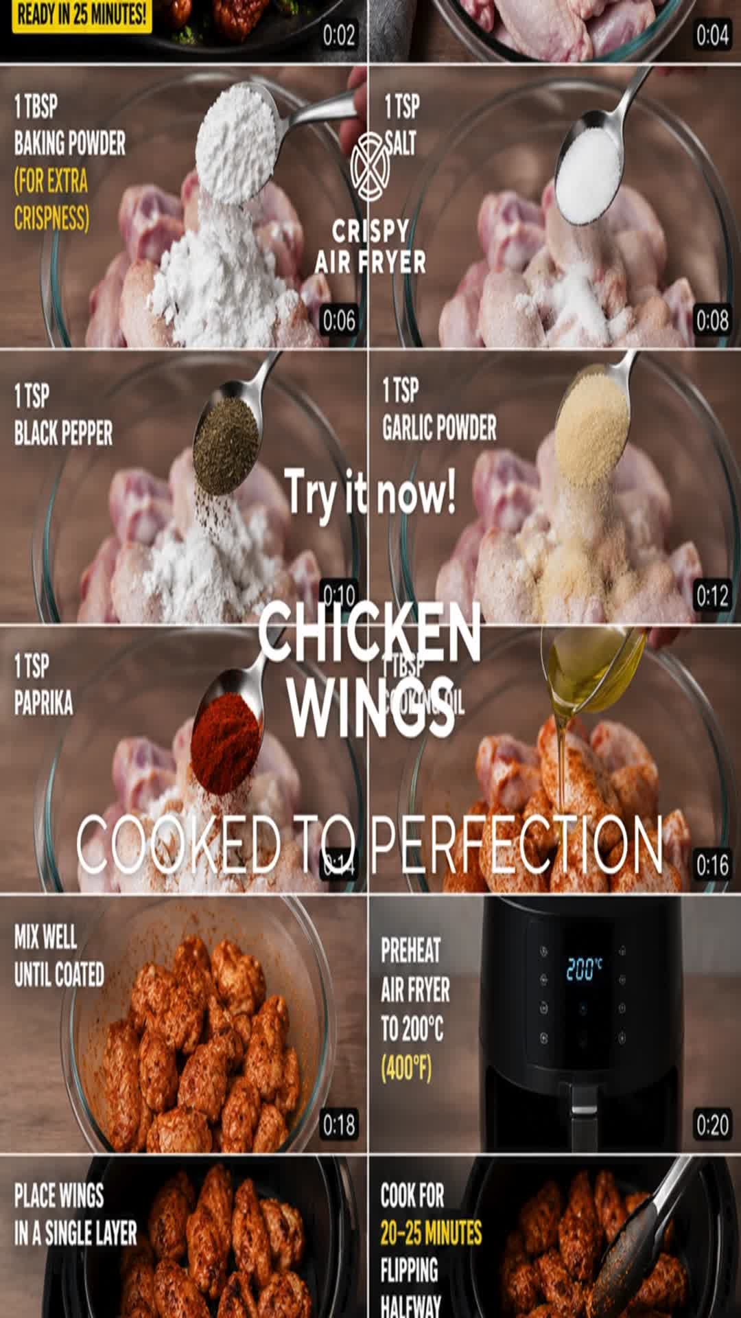 Video thumbnail for Crispy air fryer chicken wings