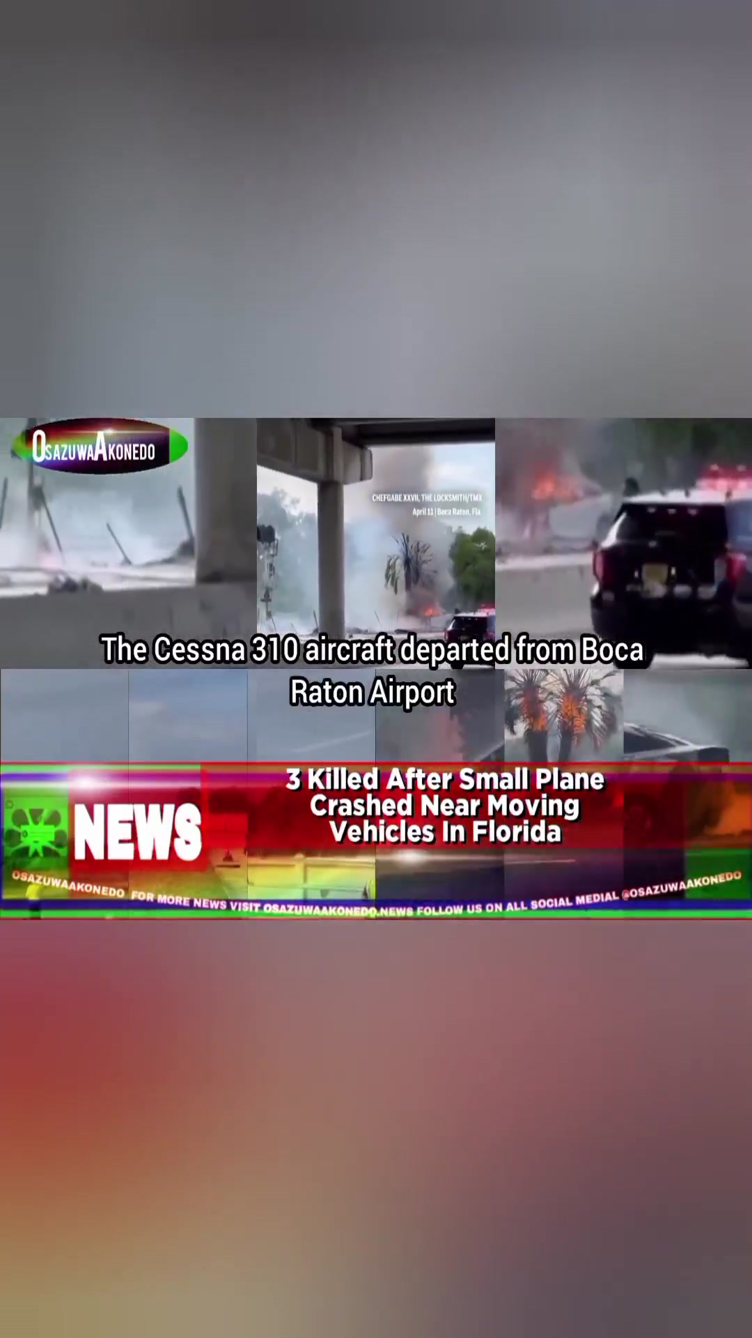 Video thumbnail for 3 Killed After Small Plane Crashed Near Moving Vehicles In Florida