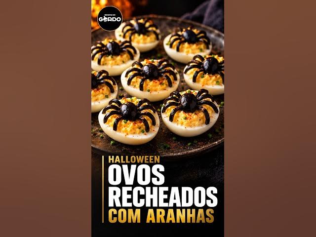 Video thumbnail for 🕷️ OVOS RECHEADOS COM ARANHAS – O PETISCO PERFEITO PARA O HALLOWEEN! 🎃 #ReceitasDeHalloween
