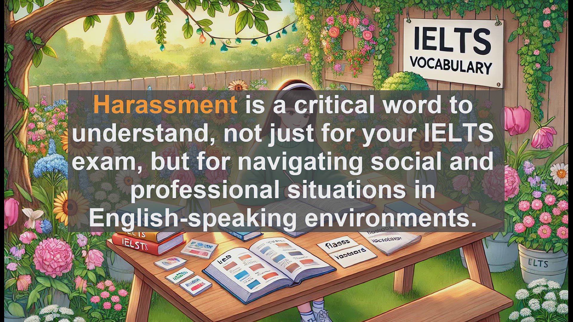 'Video thumbnail for 5000 Must Know IELTS 8.0 Vocabulary - Understanding Harassment: Definition, Usage, and Importance'