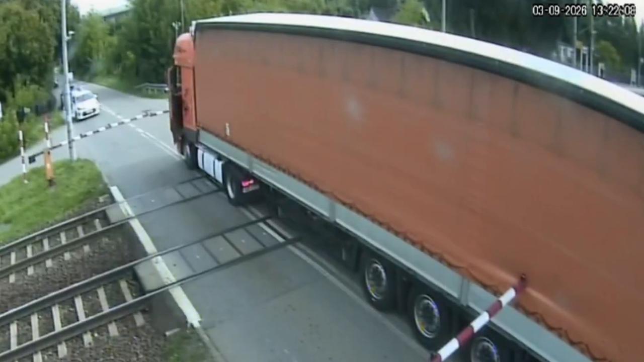 Video thumbnail for Poland: MOMENT - Train crashes into truck stranded on level crossing in Poland.