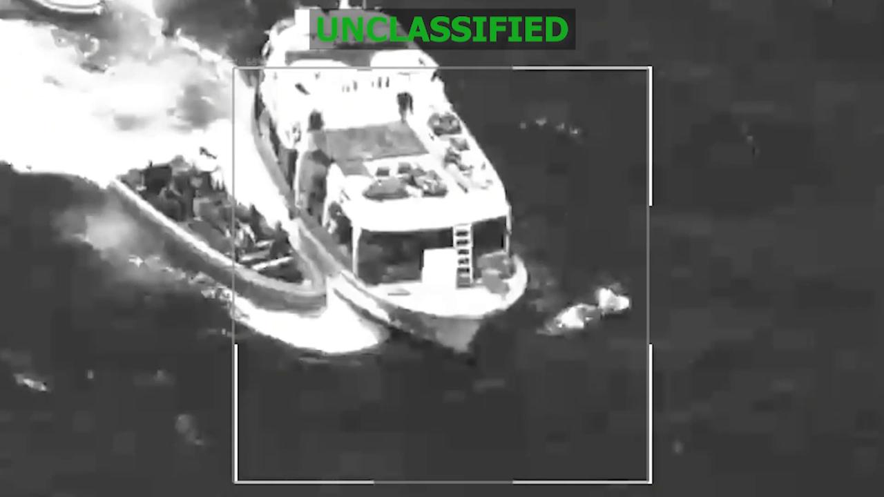 Video thumbnail for US: US sinks vessel allegedly supporting drug trafficking operations in Eastern Pacific.