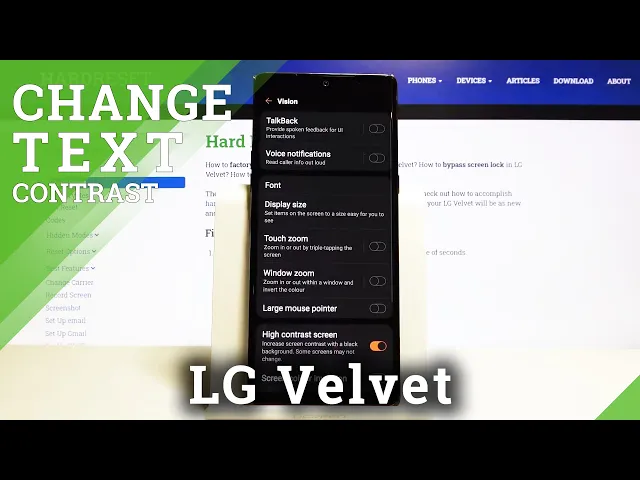 Video thumbnail for How to Activate High Contrast Text in LG Velvet – Customize Display Settings