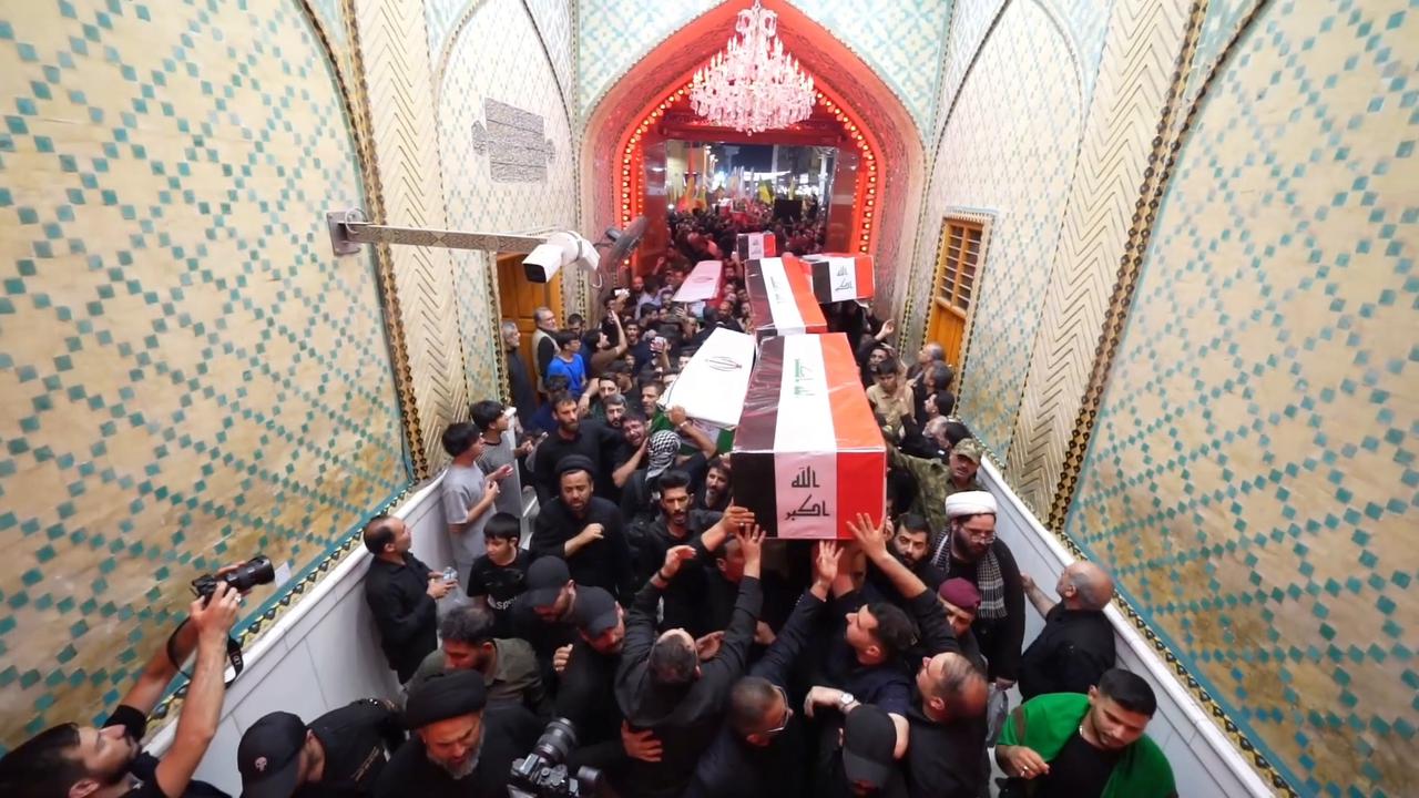 Video thumbnail for Iraq: Funeral held for PMF, IRGC members in Iraq.