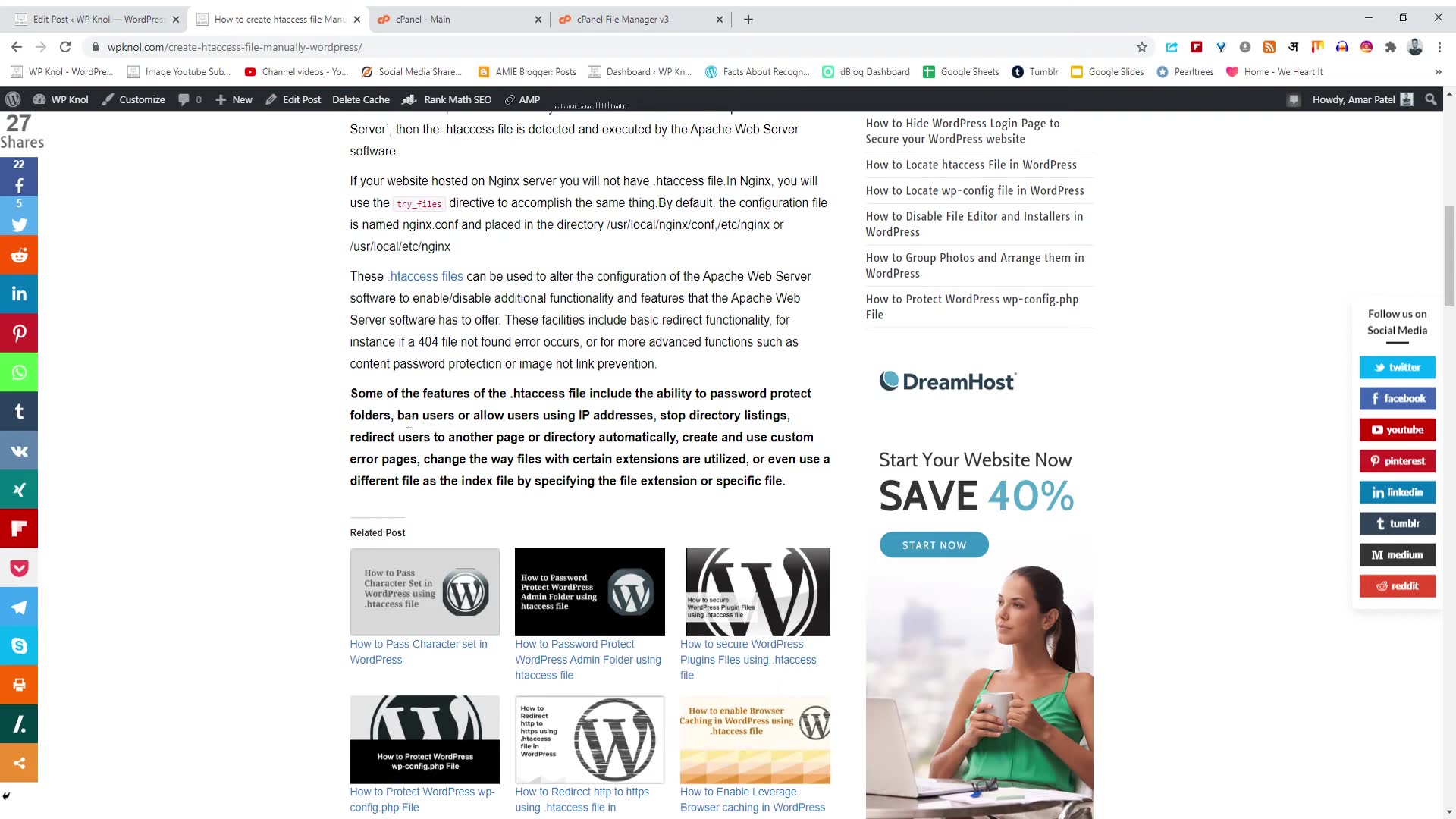 'Video thumbnail for How to create htaccess file Manually in WordPress'