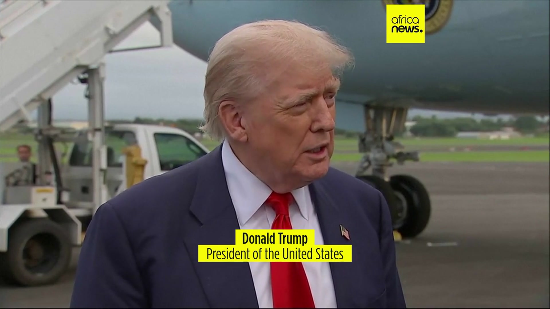 'Video thumbnail for Trump warns Europe against immigration as he arrives in Scotland'