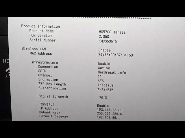 Video thumbnail for How to check IP on Canon MG5700 series / Pixma MG5750 IP check