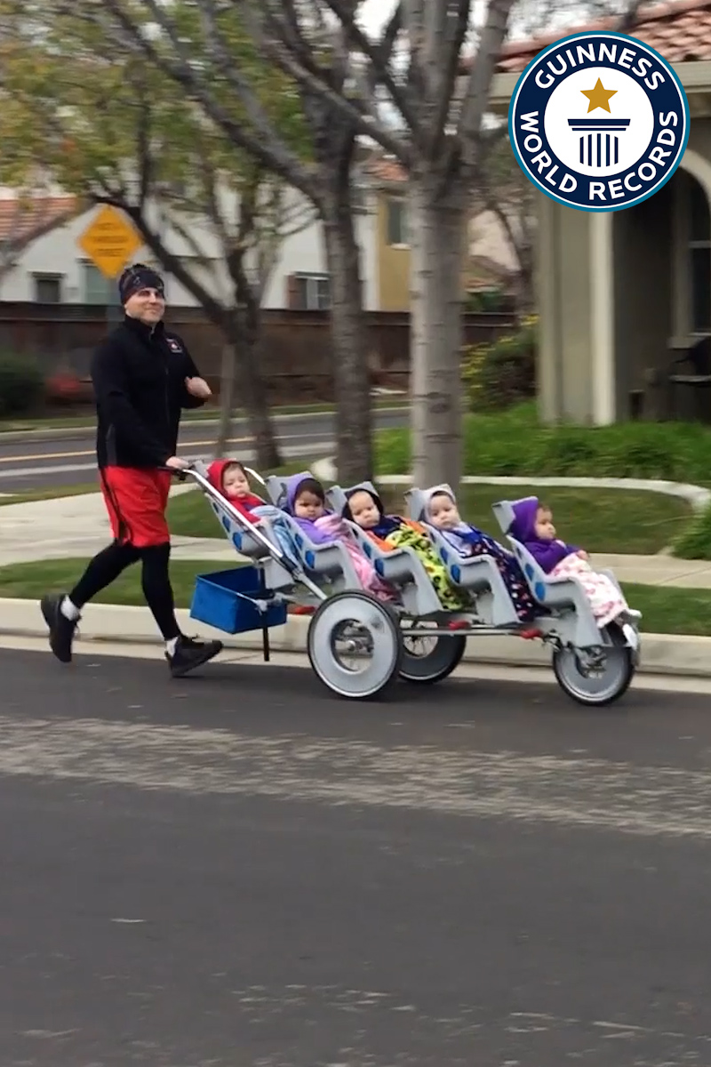 'Video thumbnail for Marathon mom, running with quintuplets'