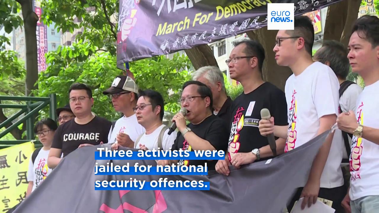 Video thumbnail for Hong Kong gives Tiananmen vigil activists between 5 and 7 year