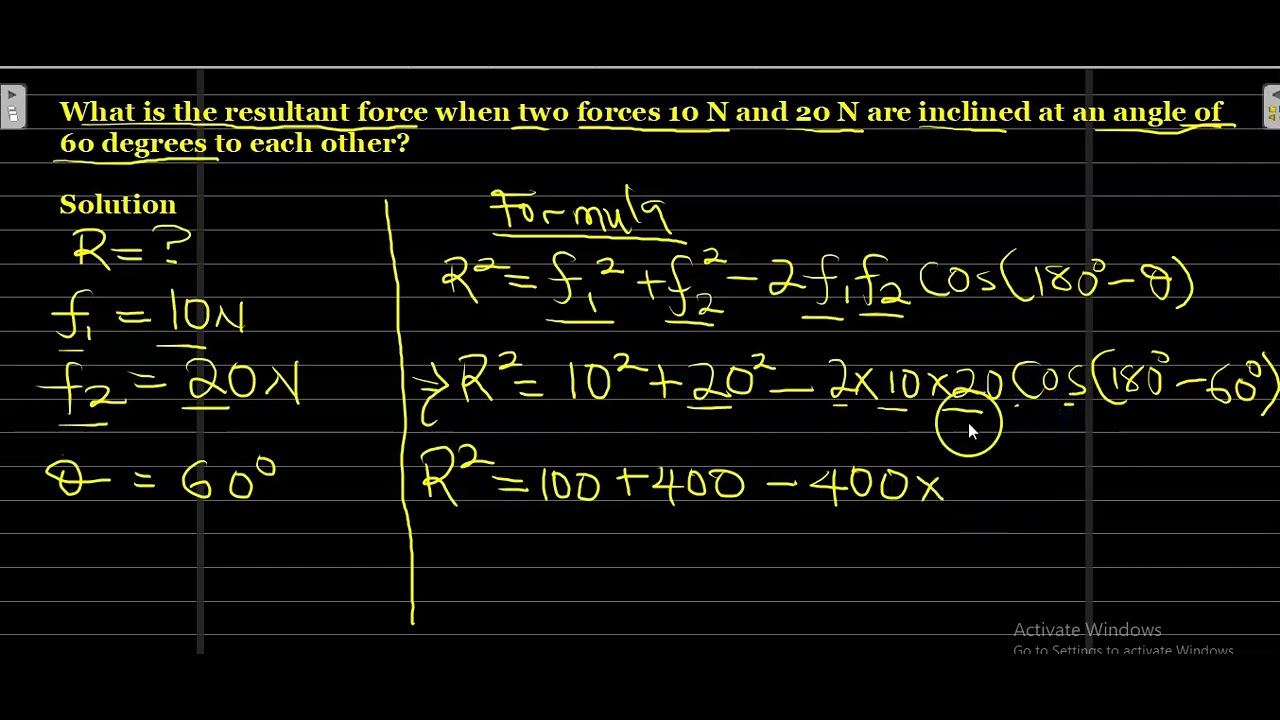 'Video thumbnail for What is the resultant force when two forces 10 N and 20 N are inclined'