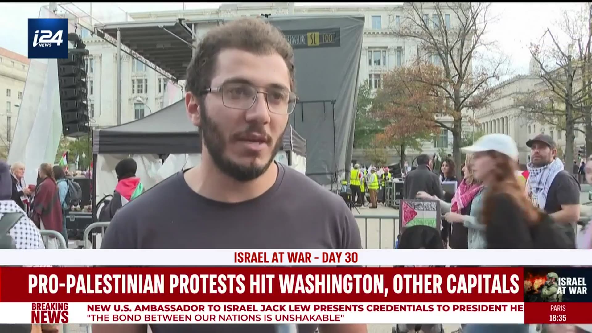 'Video thumbnail for Pro-Palestinian rallies in Washington, London and elsewhere accuse Israel of genocide'