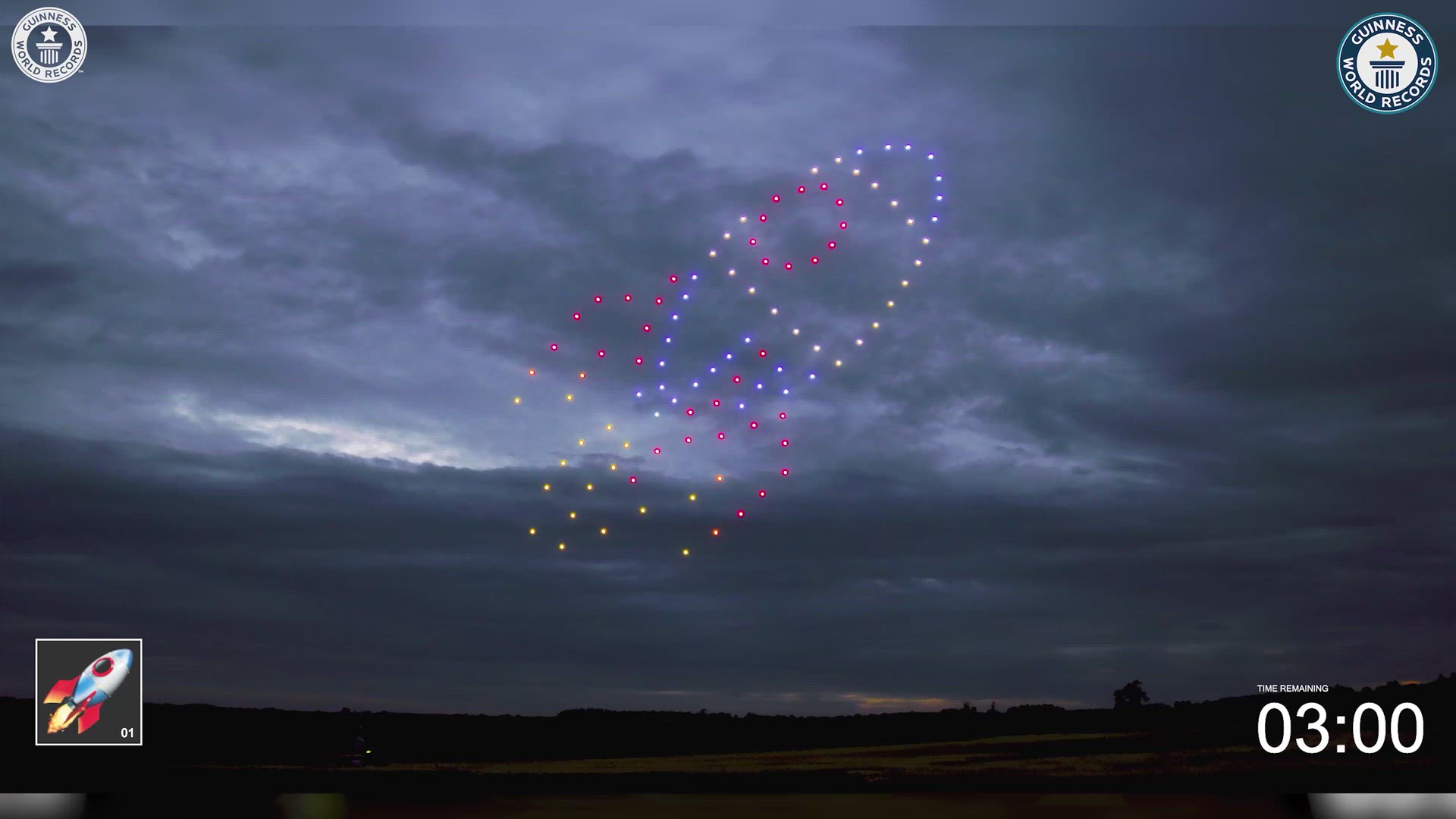'Video thumbnail for Christopher Bradbury sets Guinness World Records title for most emojis formed with drones'