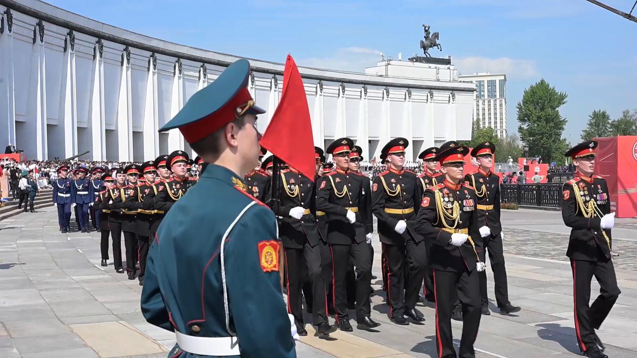 Video thumbnail for Military school parade held in Russia’s Moscow.