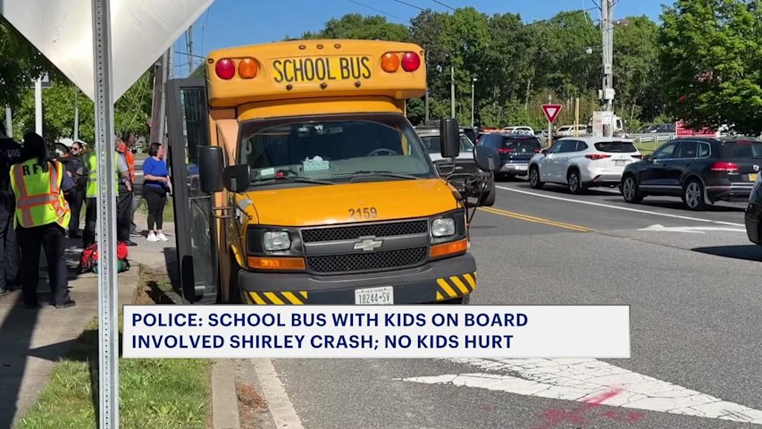Video thumbnail for Car crashes into school bus occupied with students