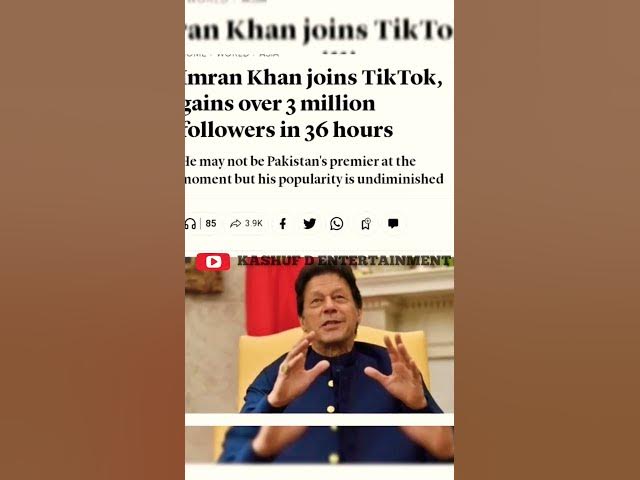 Video thumbnail for Imran Khan Official TikTok, gains over 3 million followers in 36 hours #imrankhan #ImranKhanOffical