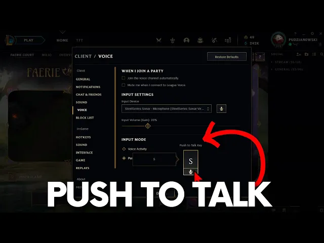 Video thumbnail for How to Enable / Disable Voice Chat PUSH TO TALK in League of Legends?